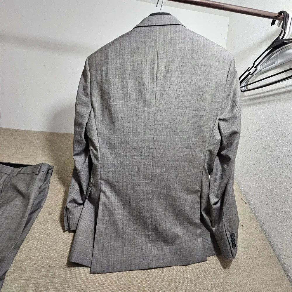 Brooks Brothers 346 Suit Mens 40R Grey Regent Fit Sharkskin Wool Double Vent